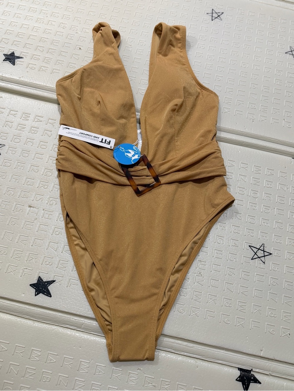 Cupshe Tan One-Piece Swimsuit with Buckle Detail